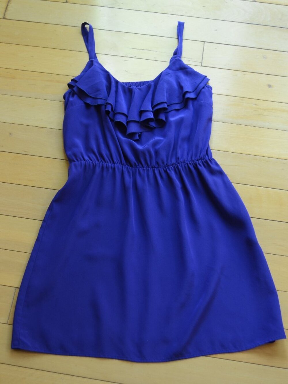 Amanda Uprichard Purple Silk Ruffle Short Strappy Dress Size S